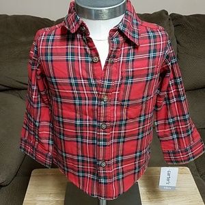 Boys plaid button down shirt sz 18m NWT